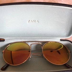 ZARA Round Retro Aviator Sunglasses